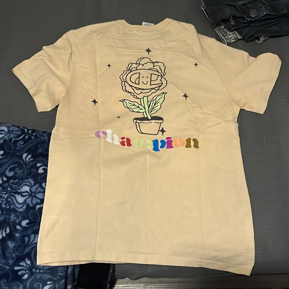 Flower Champion Beige Graphic Tee - Picture 2 of 3